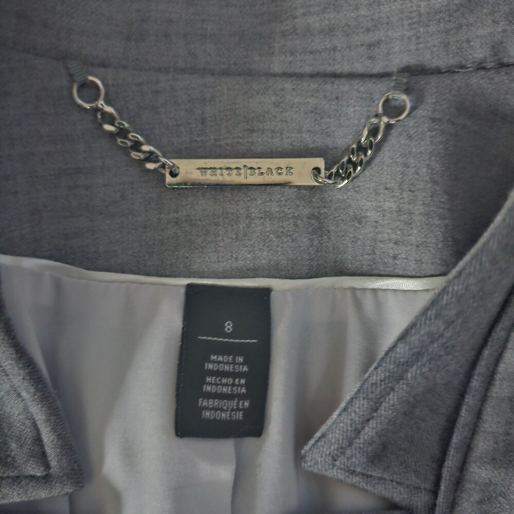 White House Black Market Women's Gray Wool Blend Contrast Panel Suit Jacket Sz 8 - Picture 11 of 14